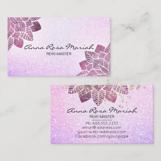 *~* Waterverf Mandala Glitter Healing Yoga Reiki Visitekaartje (Voorkant / Achterkant)