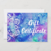 Waterverf Mandala Holistic Gift Certificate Kaart (Voorkant)