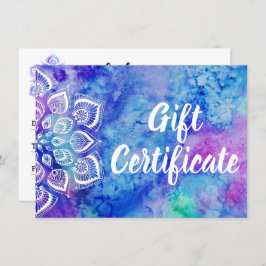 Waterverf Mandala Holistic Gift Certificate Kaart