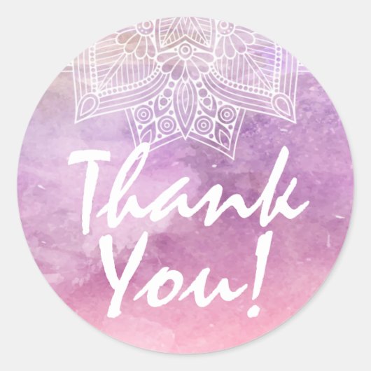 Waterverf Mandala Holistic Healing Bedankt Ronde Sticker (Voorkant)
