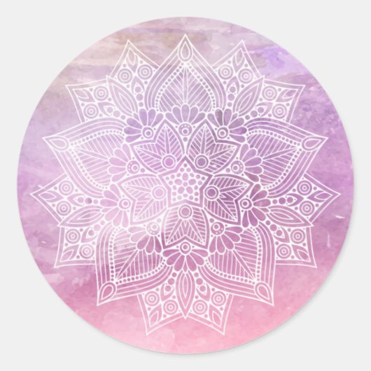 Waterverf Mandala Holistic Healing & Spiritueel Ronde Sticker (Voorkant)