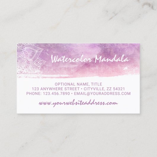 Waterverf Mandala Holistic Healing & Spiritueel Visitekaartje (Achterkant)