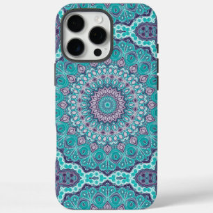 Waterverf Mandala in Blauwgroen en Paarse kleuren iPhone 16 Pro Max Hoesje