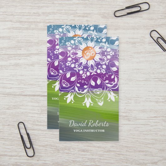 WATERVERF MANDALA LOGO GEPERSONALISEERD YOGA INSTR VISITEKAARTJE (Voorkant / Achterkant in situ)