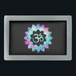 *~* Waterverf Mandala Lotus OM AUM-symbool Gesp<br><div class="desc">* Een OM AUM-symbool Lotus Waterverf Mandala op een zwarte rechthoekige achtergrondgordel.* Hier voor jullie is een opvallend mooi new age met een metafysisch gespierd, oogstend design dat meditatie en kalme denkbeelden kan inspireren. Het kan een perfect cadeau zijn voor vrienden en familie. Het kan ook gemakkelijk worden aangepast door...</div>