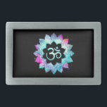 *~* Waterverf Mandala Lotus OM AUM-symbool Gesp<br><div class="desc">* Een OM AUM-symbool Lotus Waterverf Mandala op een zwarte rechthoekige achtergrondgordel.* Hier voor jullie is een opvallend mooi new age met een metafysisch gespierd, oogstend design dat meditatie en kalme denkbeelden kan inspireren. Het kan een perfect cadeau zijn voor vrienden en familie. Het kan ook gemakkelijk worden aangepast door...</div>