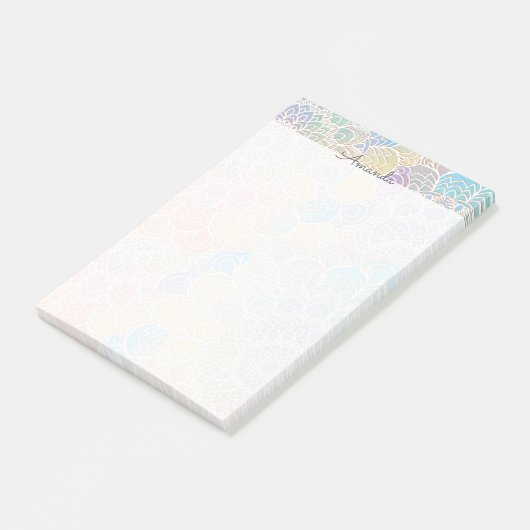 Waterverf mandala merkt op post-it® notes (Schuin)