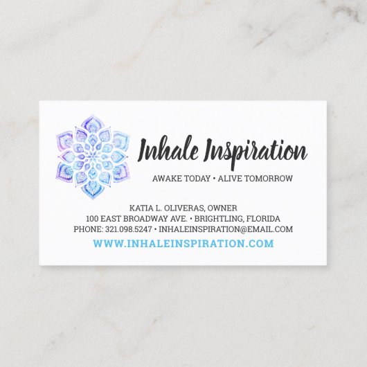 Waterverf Mandala Metaphysical Spiritueel Yoga Visitekaartje (Achterkant)