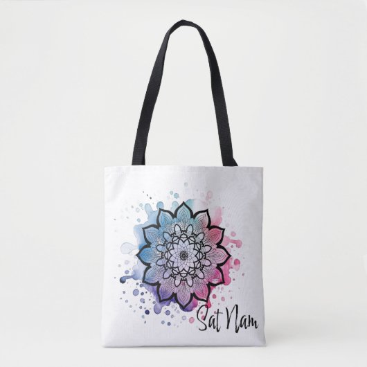 Waterverf Mandala Sat Nam Canvas tas (Voorkant)