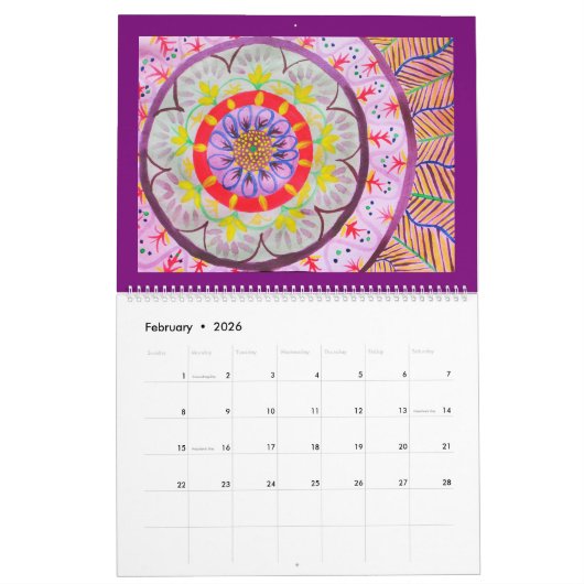 Waterverf Mandala Style Kalender (Feb 2026)