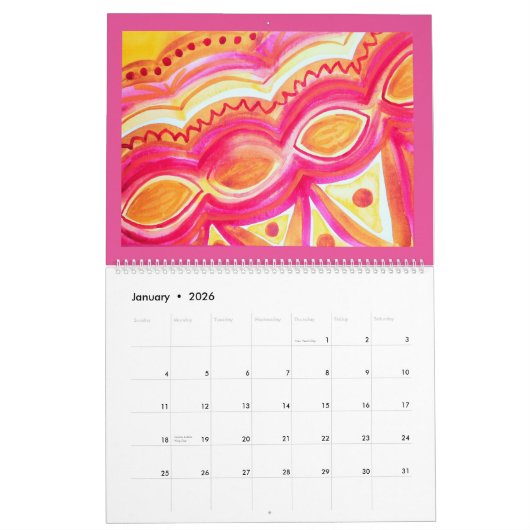 Waterverf Mandala Style Kalender (Jan 2026)
