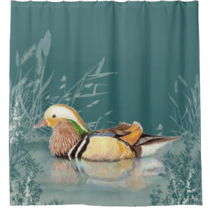 Waterverf Mandarijn Duck Chinese Vogelkunst Douchegordijn