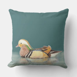 Waterverf Mandarin Duck Wildlife Natuur art Buitenkussen