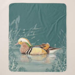 Waterverf Mandarin Duck Wildlife Natuur Art Sherpa Deken