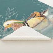 Waterverf Mandarin Duck Wildlife Natuur Art Sherpa Deken (3/4)