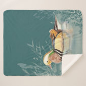 Waterverf Mandarin Duck Wildlife Natuur Art Sherpa Deken (Voorkant (horizontaal))