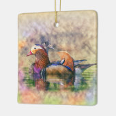 Waterverf Mandarin Ducks Feng Shui Symbol Keramisch Ornament (Links)