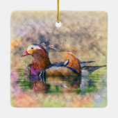 Waterverf Mandarin Ducks Feng Shui Symbol Keramisch Ornament (Achterkant)