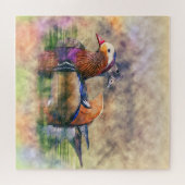 Waterverf Mandarin Ducks Feng Shui Symbol Legpuzzel (Horizontaal)