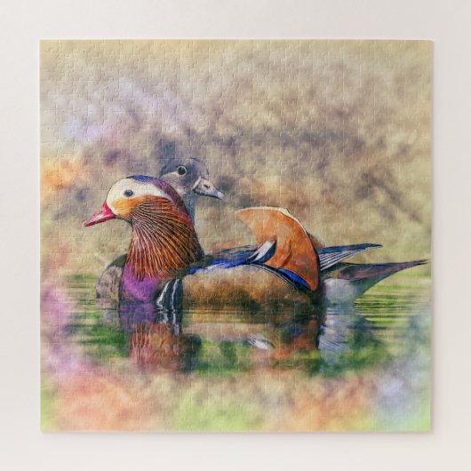 Waterverf Mandarin Ducks Feng Shui Symbol Legpuzzel (Verticaal)