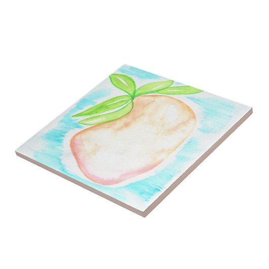 Waterverf Mango Hand Painted Tropical Kitchen Tegeltje (Zijkant)