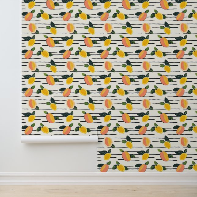 Waterverf mango met groene bladeren (2) behang (Applicatie)
