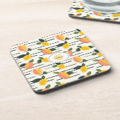 Waterverf mango met groene bladeren (2) bier onderzetter (Linkerzijde)