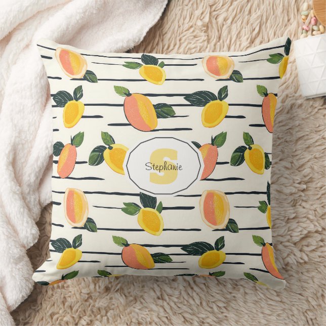 Waterverf mango met groene bladeren (2) kussen (Deken)