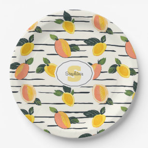 Waterverf mango met groene bladeren (2) papieren bordje