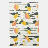 Waterverf mango met groene bladeren (2) theedoek (Verticaal)