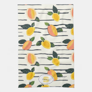 Waterverf mango met groene bladeren (2) theedoek