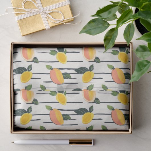 Waterverf mango met groene bladeren (2) tissuepapier (Geschenk)