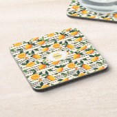 Waterverf mango met groene bladeren bier onderzetter (Linkerzijde)