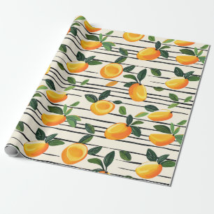 Waterverf mango met groene bladeren cadeaupapier