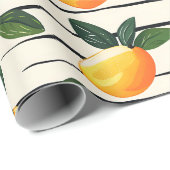 Waterverf mango met groene bladeren cadeaupapier (Rol Hoek)
