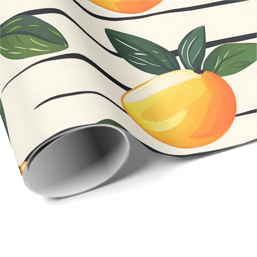Waterverf mango met groene bladeren cadeaupapier (Rol Hoek)