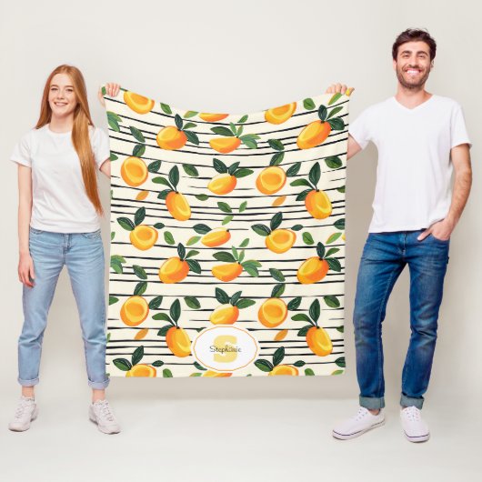 Waterverf mango met groene bladeren fleece deken (In situ)