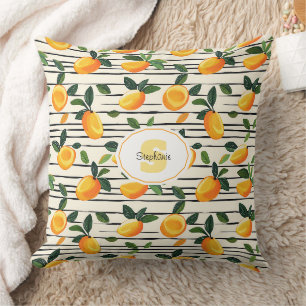 Waterverf mango met groene bladeren kussen