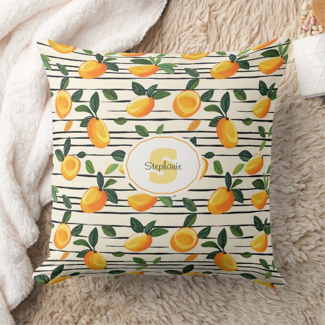 Waterverf mango met groene bladeren kussen (Deken)