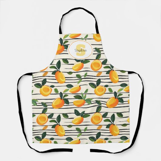 Waterverf mango met groene bladeren schort (Voorkant)
