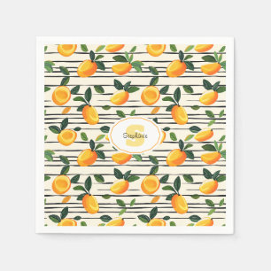 Waterverf mango met groene bladeren servet