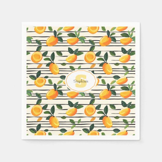 Waterverf mango met groene bladeren servet (Voorkant)