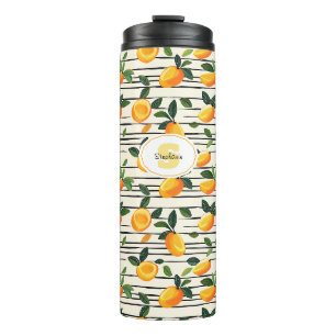 Waterverf mango met groene bladeren thermosbeker
