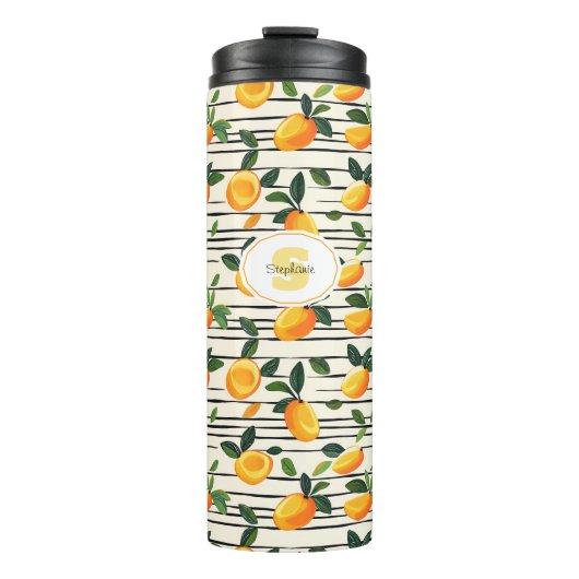 Waterverf mango met groene bladeren thermosbeker (Voorkant)