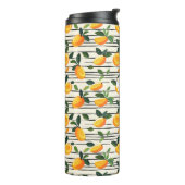 Waterverf mango met groene bladeren thermosbeker (Gedraaid links)