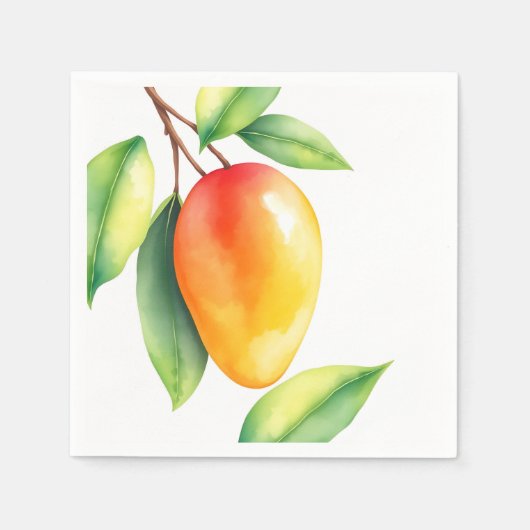 Waterverf Mango op witte achtergrond Servet (Voorkant)