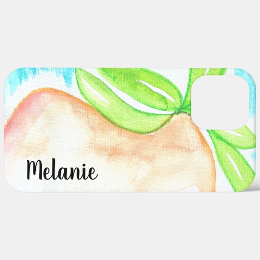 Waterverf Mango Oranje Blue Monogrammed Case-Mate iPhone Case (Achterkant (horizontaal))