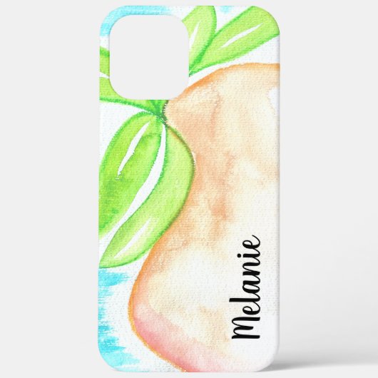 Waterverf Mango Sinaasappel Blauwe Monogram   Case-Mate iPhone Case (Achterkant)
