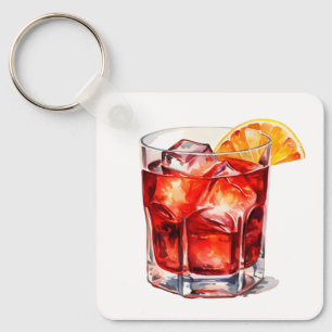 Waterverf Manhattan Cocktail Drink Sleutelhanger