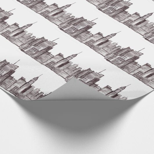Waterverf Manhattan skyline in New York Cadeaupapier (Hoek)